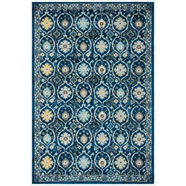 SAFAVIEH Evoke Charlotte Floral Area Rug, Royal/Ivory, 5'3" x 7'6"