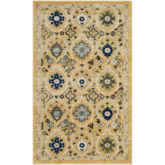 SAFAVIEH Evoke Charlotte Floral Geometric Area Rug, Gold/Ivory, 3' x 5'