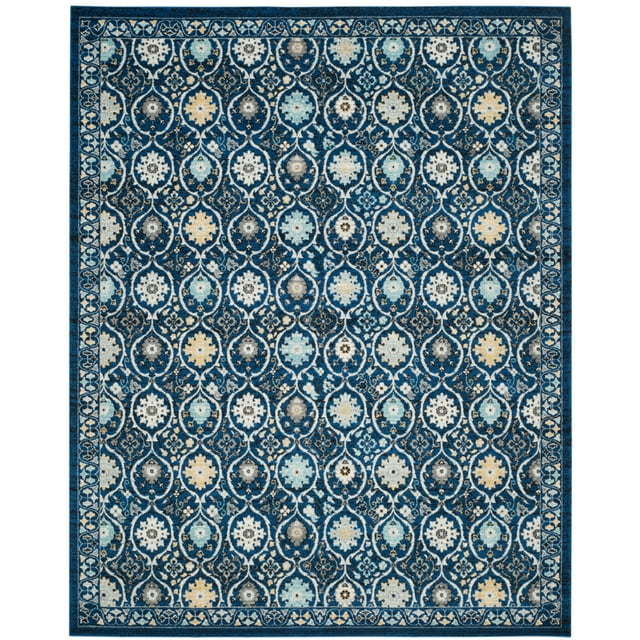 SAFAVIEH Evoke Charlotte Floral Geometric Area Rug, Royal/Ivory, 10' x 14'