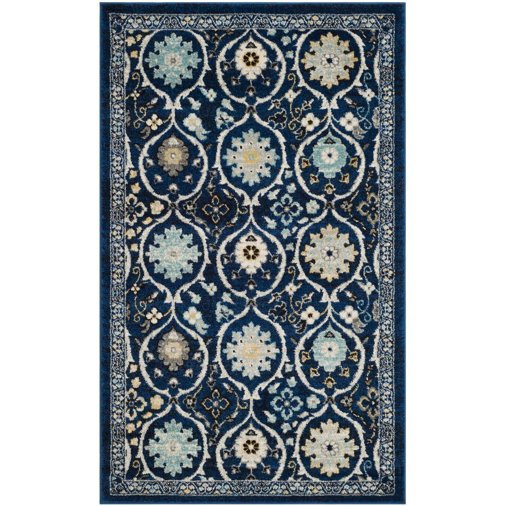 Evoke EVK210 Power Loomed Accent Rug - Royal/Ivory - 3'x5' - Safavieh.