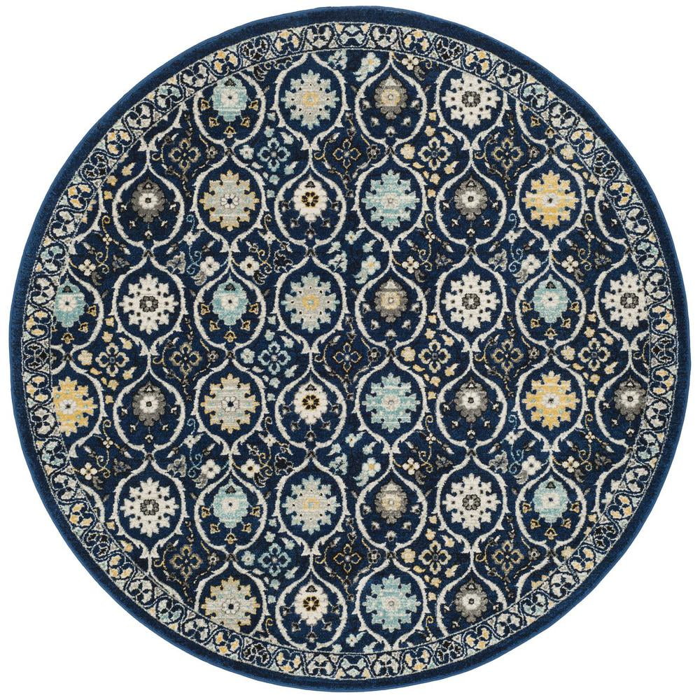 Safavieh EVOKE, ROYAL / IVORY, 6'-7" X 6'-7" Round, Area Rug, EVK210A-7R