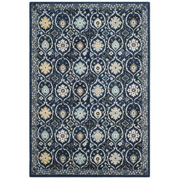 SAFAVIEH Evoke Charlotte Floral Geometric Area Rug, Royal/Ivory, 6'7" x 9'