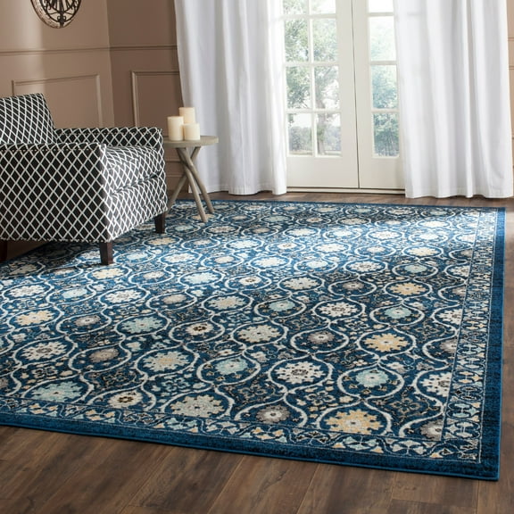 SAFAVIEH Evoke Charlotte Floral Geometric Area Rug, Royal/Ivory, 8' x 10'