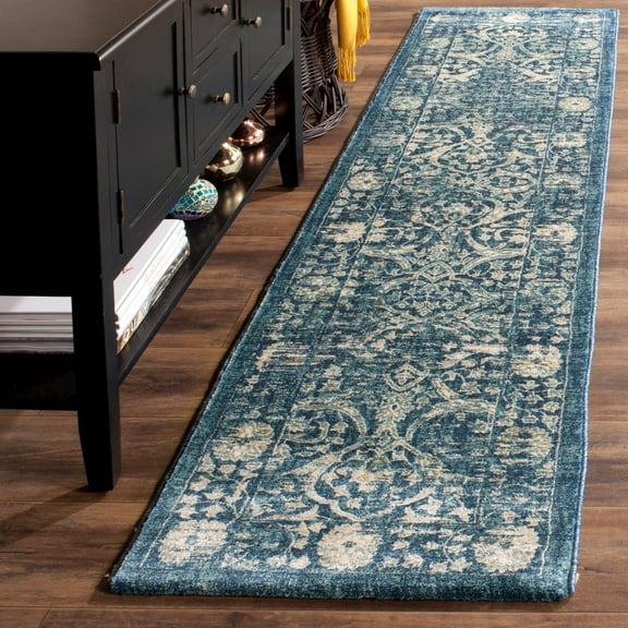 SAFAVIEH Evoke Daven Traditional Disressed Runner Rug, Navy/Beige, 2' x 8'