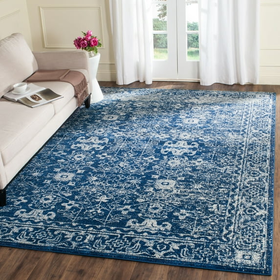 SAFAVIEH Evoke Ronald Bordered Area Rug, Navy/Ivory, 8' x 10'