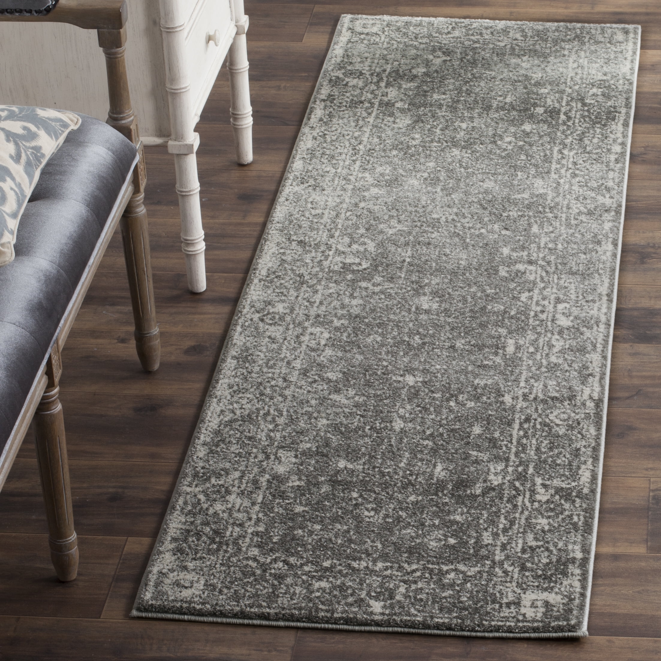 SAFAVIEH Evoke Denica Traditional Bordered Runner Rug, Grey/Ivory, 2'2" x 13'