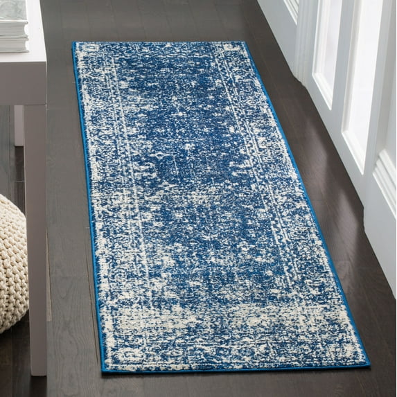 SAFAVIEH Evoke Ronald Bordered Runner Rug, Navy/Ivory, 2'2" x 19'