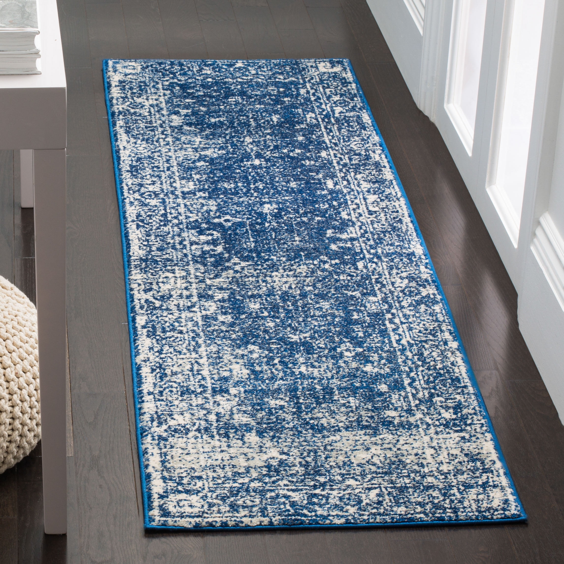 SAFAVIEH Evoke Ronald Bordered Runner Rug, Navy/Ivory, 2'2" x 21'