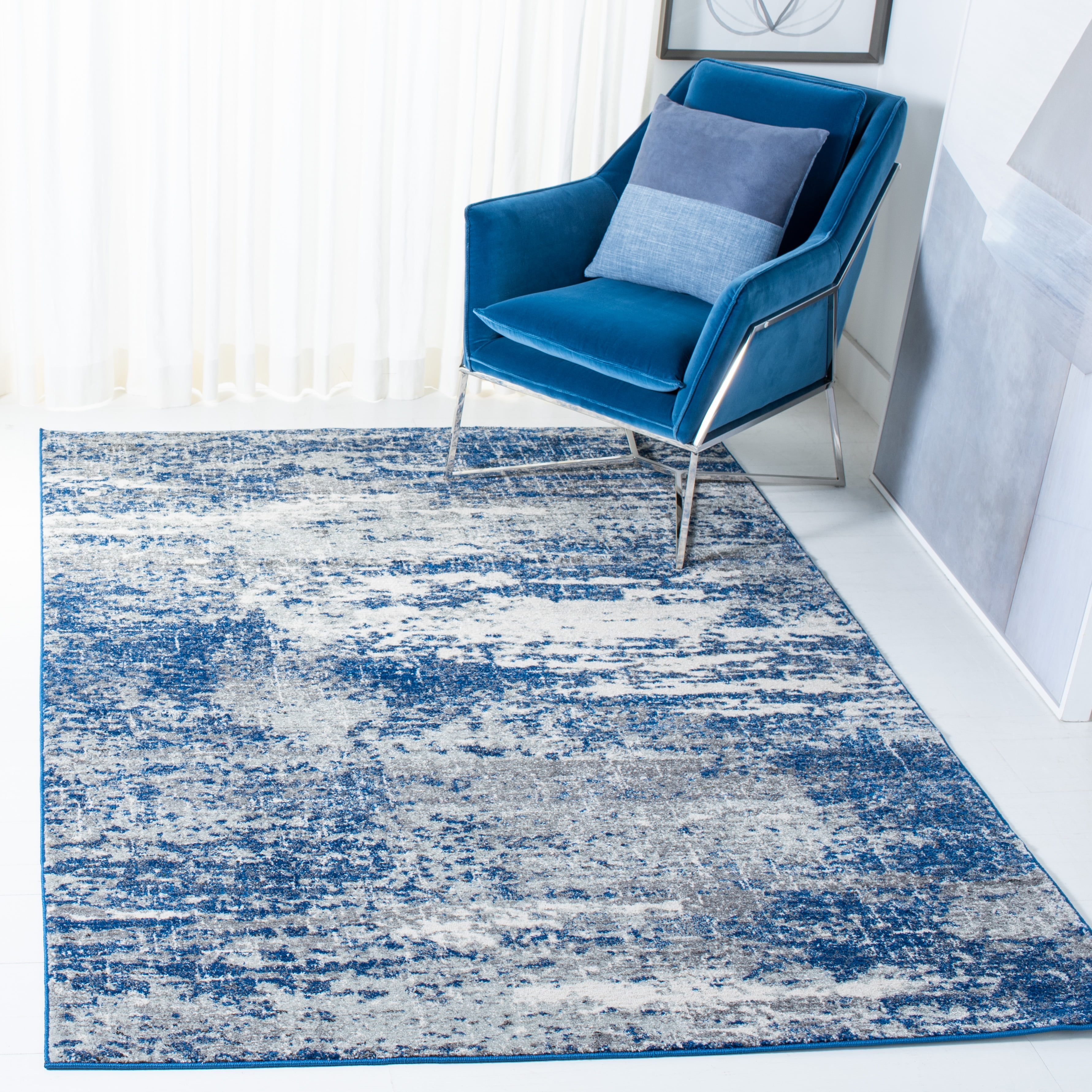 SAFAVIEH Evoke Frosina Abstract Area Rug, Dark Blue/Gray, 9' x 12'