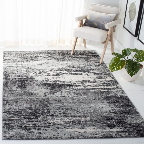 SAFAVIEH Evoke Frosina Abstract Area Rug, Ivory/Dark Gray, 3' x 3' Square
