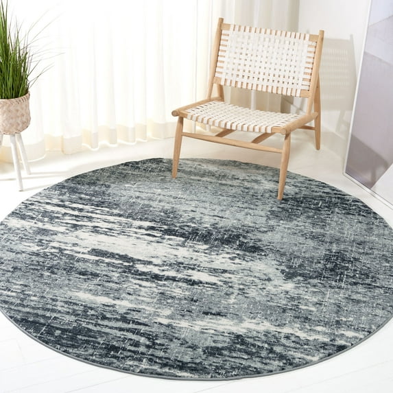 SAFAVIEH Evoke Frosina Abstract Area Rug, Ivory/Dark Gray, 5'3" x 5'3" Round
