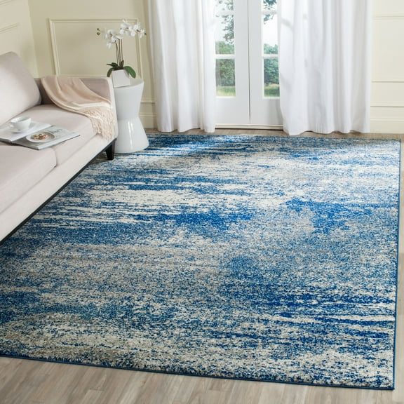 SAFAVIEH Evoke Frosina Abstract Area Rug, Navy/Ivory, 10' x 10' Square