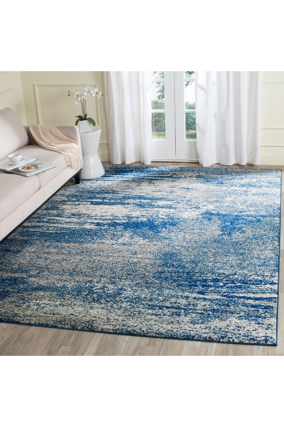 Evoke Frosina Abstract Area Rug, Navy/Ivory, 10' x 10' Square
