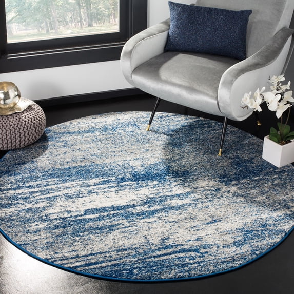 SAFAVIEH Evoke Frosina Abstract Area Rug, Navy/Ivory, 3' x 3' Round