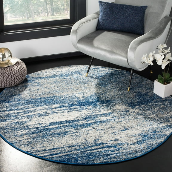 SAFAVIEH Evoke Frosina Abstract Area Rug, Navy/Ivory, 9' x 9' Round