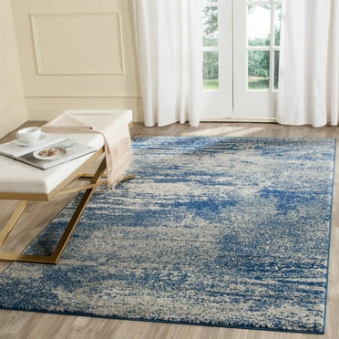 SAFAVIEH Evoke Frosina Abstract Distressed Area Rug, Navy/Ivory, 6'7" x 9'