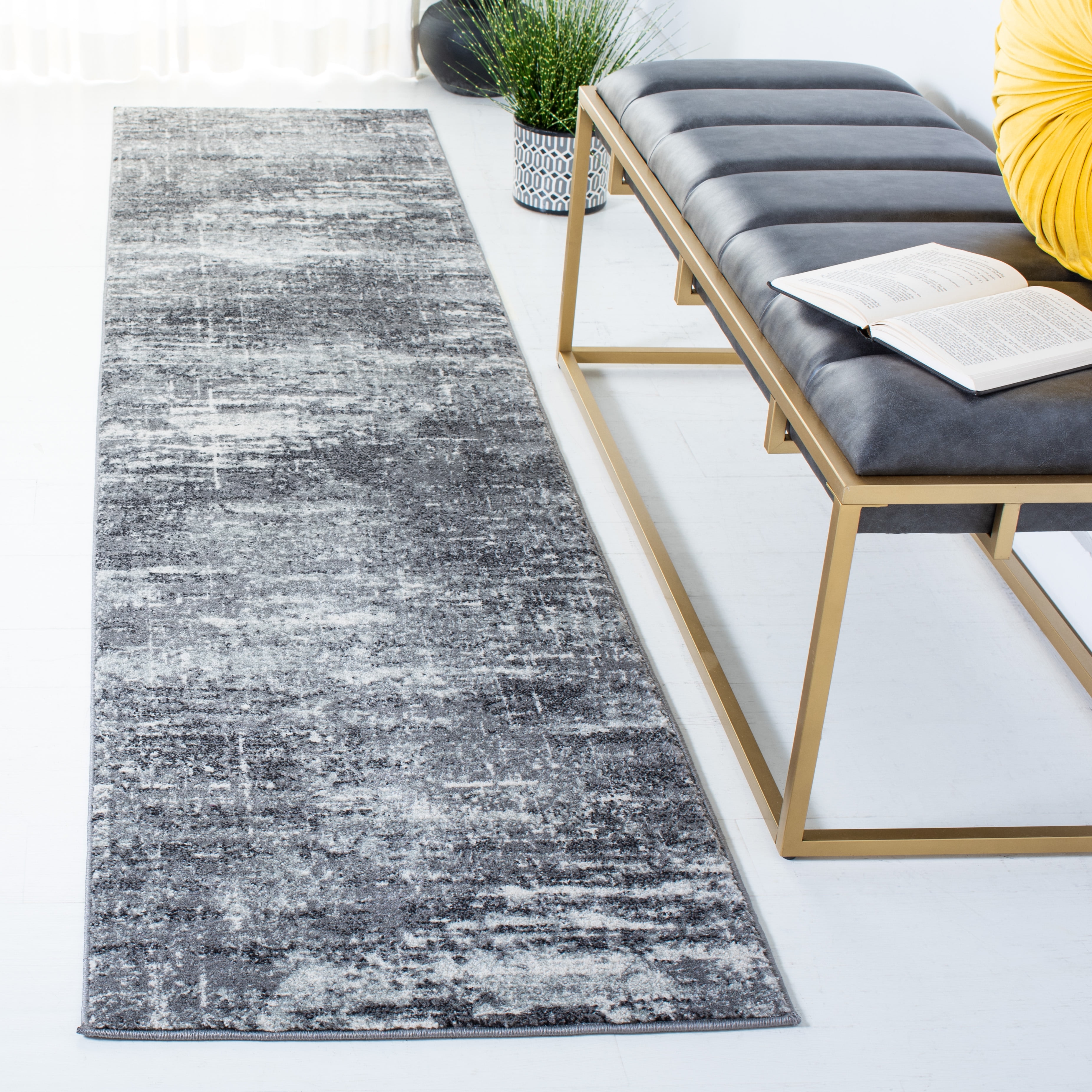 SAFAVIEH Evoke Frosina Abstract Runner Rug, Ivory/Gray, 2'2" x 9'