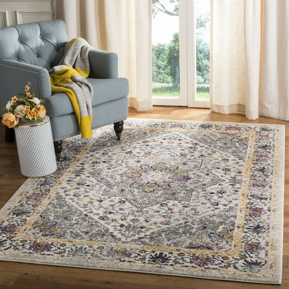 SAFAVIEH Evoke Gracelyn Floral Area Rug, Ivory/Gray, 5'3" x 7'6"