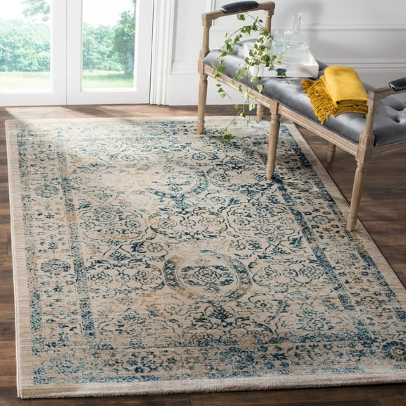 SAFAVIEH Evoke Grosvenor Traditional Distressed Area Rug, Beige/Turquoise, 3' x 5'