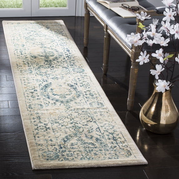SAFAVIEH Evoke Grosvenor Traditional Distressed Runner Rug, Beige/Turquoise, 2' x 6'