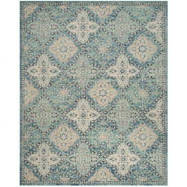 SAFAVIEH Evoke Isla Traditional Damask Area Rug, Light Blue/Ivory, 5'1" x 7'6"