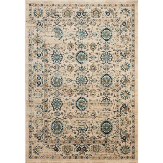SAFAVIEH Evoke Janie Traditional Distressed Area Rug, Beige/Turquoise, 4' x 6'