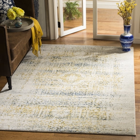 SAFAVIEH Evoke Juliet Abstract Distressed Area Rug, Ivory/Blue, 3' x 5'