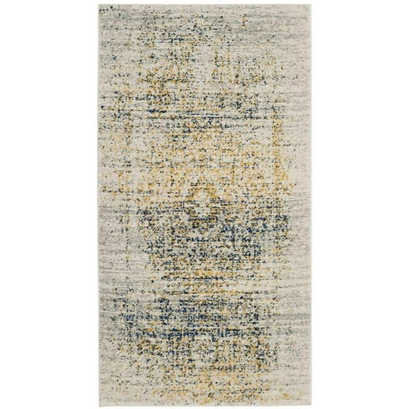 SAFAVIEH Evoke Juliet Abstract Distressed Area Rug, Ivory/Blue, 3' x 5'