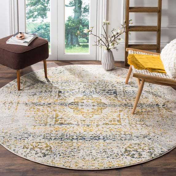 Safavieh EVOKE, IVORY / BLUE, 6'-7" X 6'-7" Round, Area Rug, EVK232C-7R