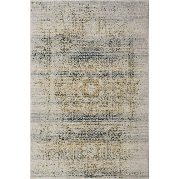 SAFAVIEH Evoke Juliet Abstract Distressed Area Rug, Ivory/Blue, 6'7" x 9'