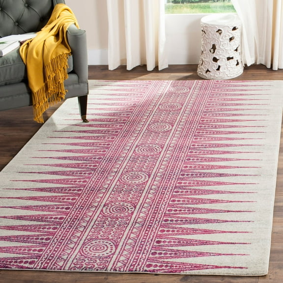 SAFAVIEH Evoke Keisha Abstract Area Rug, Ivory/Fuchsia, 5'3" x 7'6"