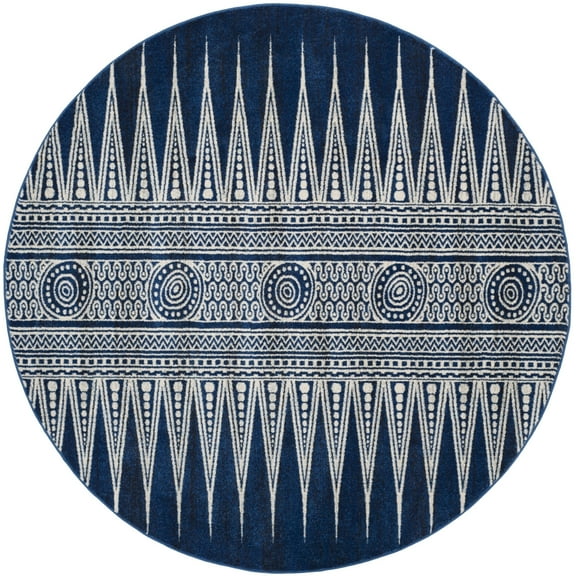 SAFAVIEH Evoke Keisha Abstract Area Rug, Royal/Ivory, 6'7" x 6'7" Round