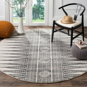 SAFAVIEH Evoke Keisha Abstract Aztec Area Rug, Ivory/Grey, 67 x 67 Round