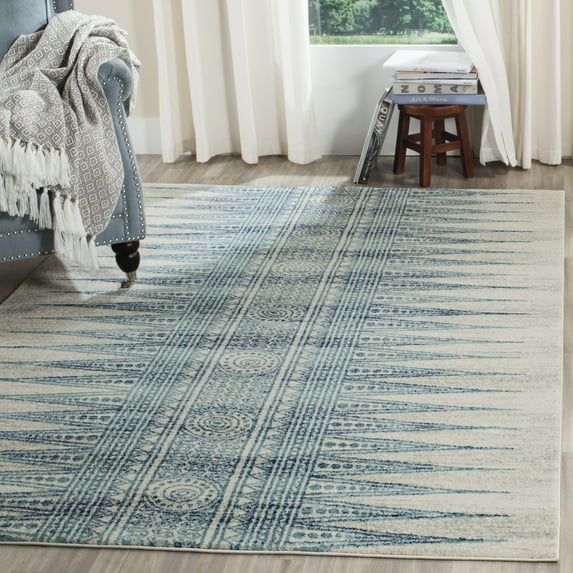 SAFAVIEH Evoke Keisha Abstract Aztec Area Rug, Ivory/Turquoise, 8' x 10'