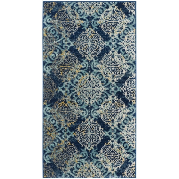 SAFAVIEH Evoke Keith Damask Area Rug, Royal/Light Blue, 2'2" x 4'