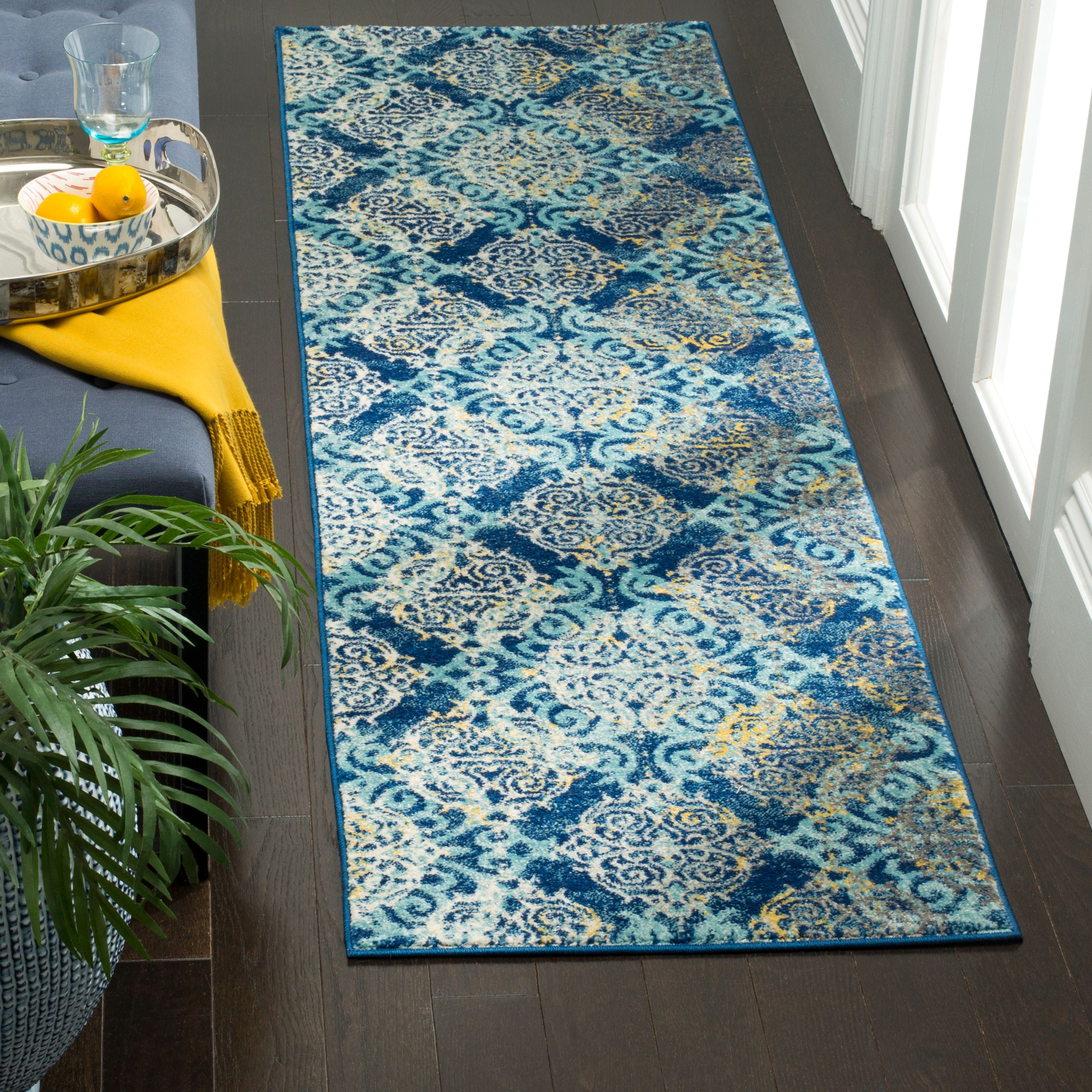 Royal Light Blue High Pile Synthetic Area Rug