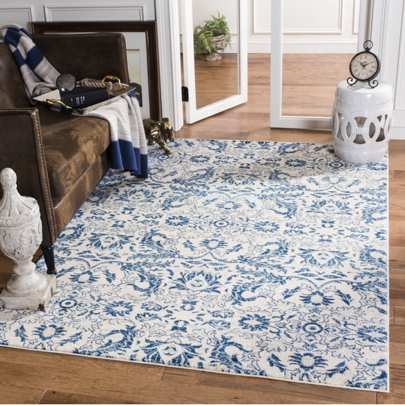SAFAVIEH Evoke Ksenija Floral Vines Area Rug, Ivory/Blue, 9' x 12'
