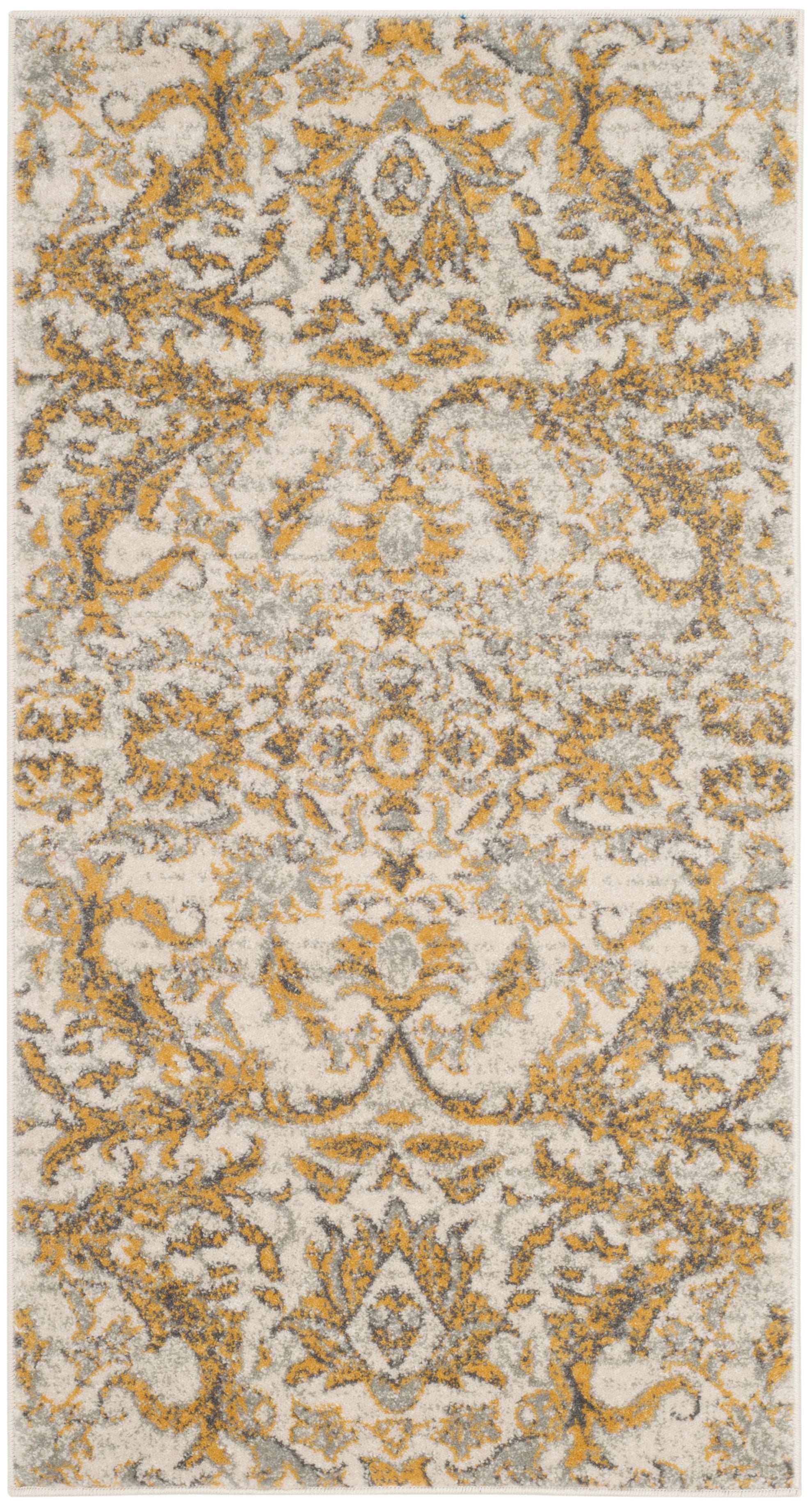 Ivory Gold Elegance 2'2" x 4' Reversible Synthetic Area Rug
