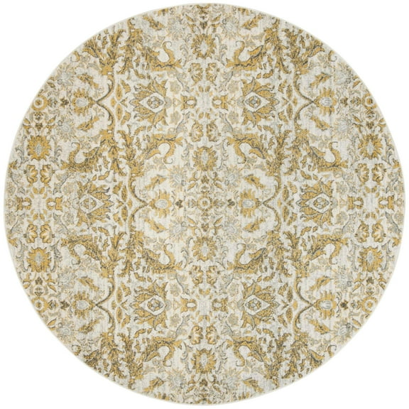 SAFAVIEH Evoke Ksenija Floral Vines Area Rug, Ivory/Gold, 6'7" x 6'7" Round