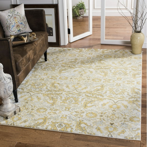 SAFAVIEH Evoke Ksenija Floral Vines Area Rug, Ivory/Gold, 9' x 12'
