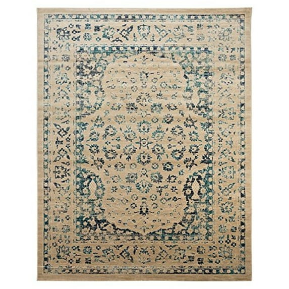 SAFAVIEH Evoke Kyleigh Traditional Distressed Area Rug, Beige/Turquoise, 9' x 12'