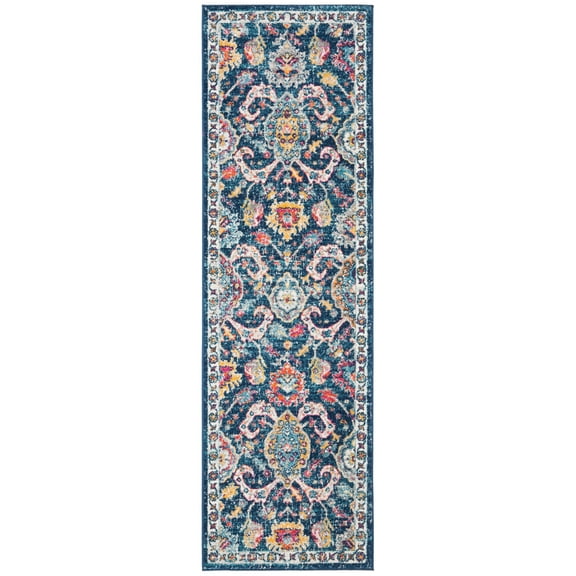 SAFAVIEH Evoke Lagrange Oriental Runner Rug, Navy/Fuchsia, 2'2" x 7'