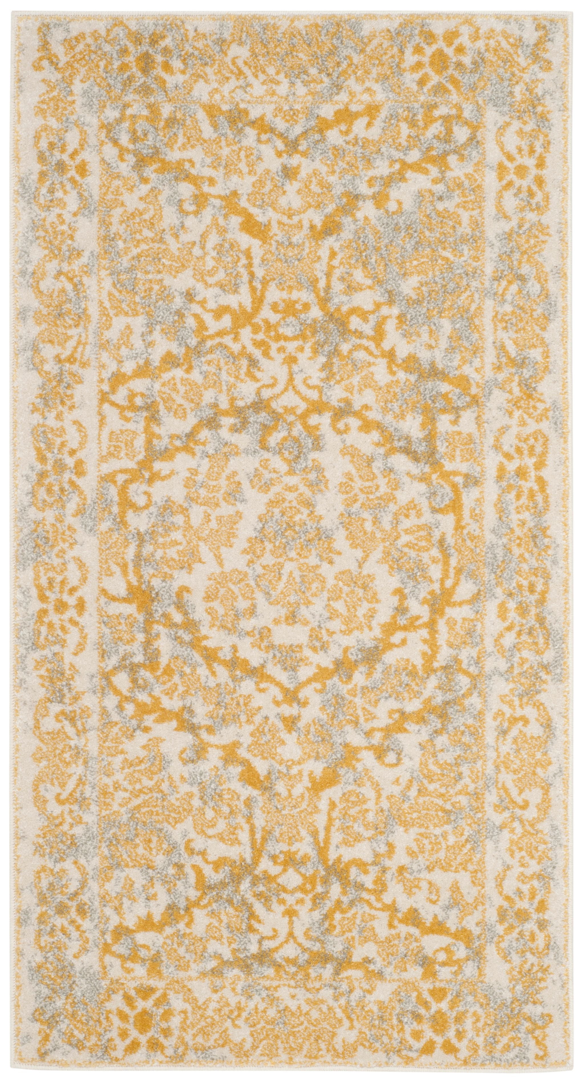 Ivory and Gold 2'2" x 4' Synthetic Hand-knotted Area Rug
