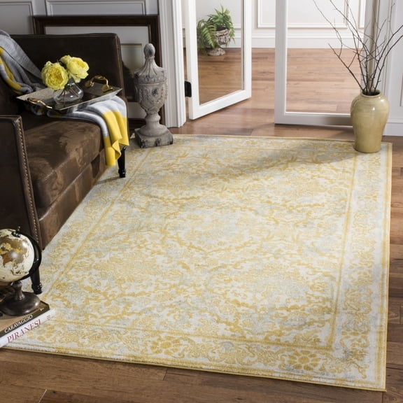 SAFAVIEH Evoke Lorna Traditional Bordered Area Rug, Ivory/Gold, 6'7" x 9'