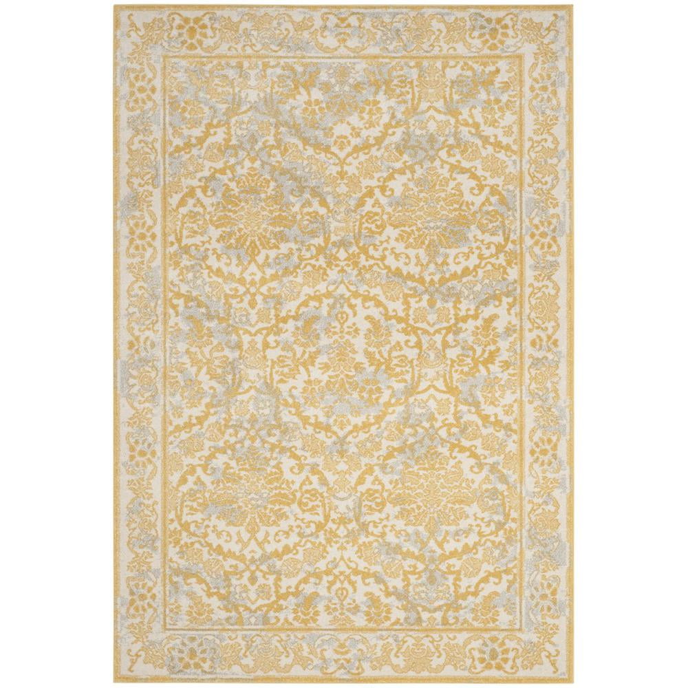 Ivory and Gold Hand-knotted Synthetic Area Rug