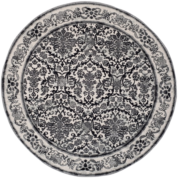 SAFAVIEH Evoke Lorna Traditional Bordered Area Rug, Ivory/Grey, 6'7" x 6'7" Round