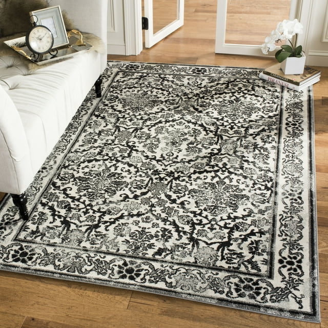 SAFAVIEH Evoke Lorna Traditional Bordered Area Rug, Ivory/Grey, 6'7" x 9'