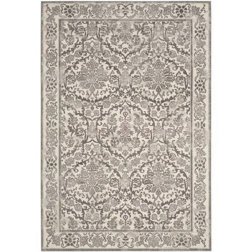 Ivory and Grey 8' x 10' Synthetic Stain-Resistant Area Rug