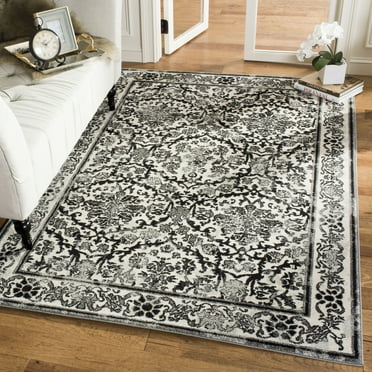 SAFAVIEH Evoke Lorna Traditional Bordered Area Rug, Ivory/Grey, 9' x 12'