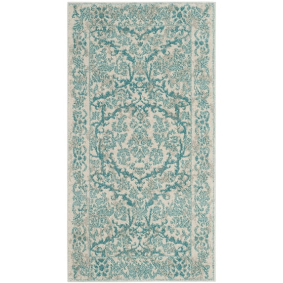 SAFAVIEH Evoke Lorna Traditional Bordered Area Rug, Ivory/Light Blue, 2'2" x 4'